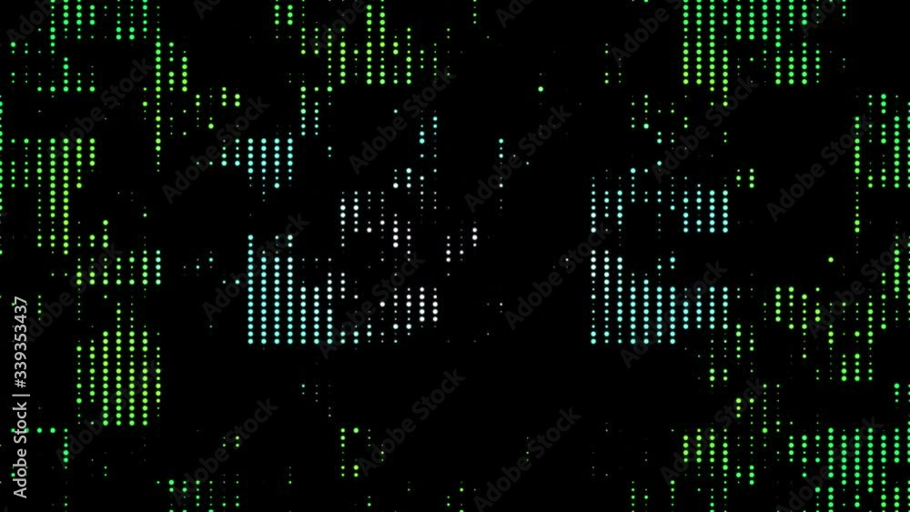 Aufkleber abstract motion green blue beige dots halftone geometrically pattern at flat black background. 3d re