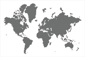 Black and white circle dotted World map illustration vector