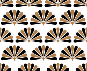 Japanese handheld fan floral vector seamless pattern. © zanna_