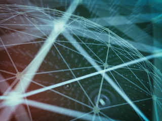 Abstract sphere geometry orb and polygonal lines and dots. Futuristic Technology (super high resolution)