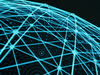 Abstract sphere geometry orb and polygonal lines and dots. Futuristic Technology (super high resolution)