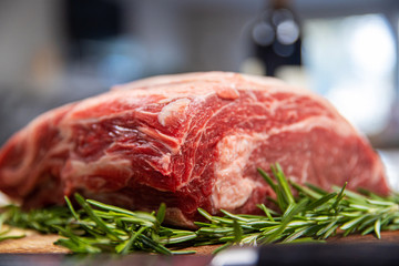 Uncooked Prime Rib cut of beef