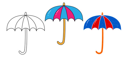 Obraz premium umbrella vector design. black and white. digital hand drawn. grain texture