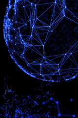 Abstract sphere geometry orb and polygonal lines and dots. Futuristic Technology (super high resolution)