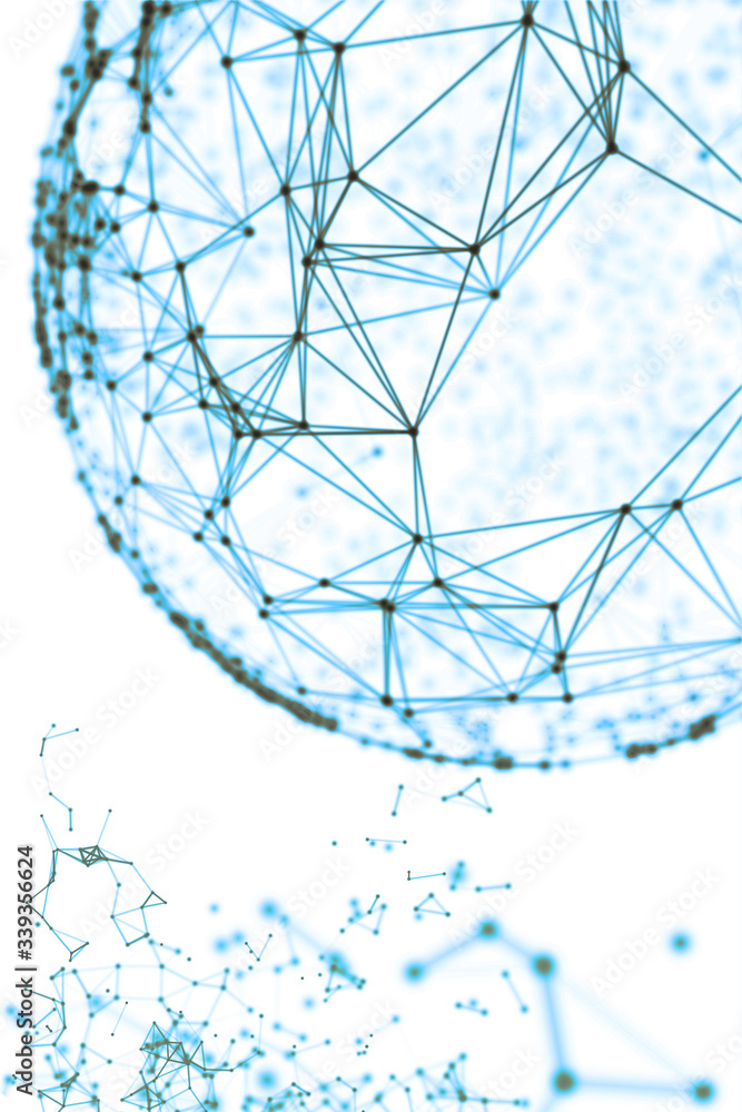 Aufkleber abstract sphere geometry orb and polygonal lines and dots. futuristic technology (super high resolut