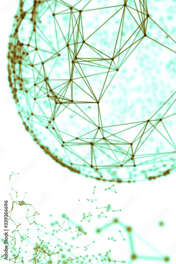 Aufkleber abstract sphere geometry orb and polygonal lines and dots. futuristic technology (super high resolut