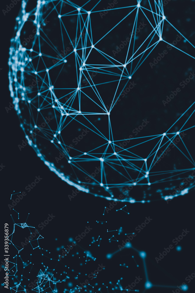 Aufkleber abstract sphere geometry orb and polygonal lines and dots. futuristic technology (super high resolut