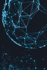 Abstract sphere geometry orb and polygonal lines and dots. Futuristic Technology (super high resolution)