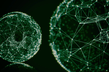 Abstract sphere geometry orb and polygonal lines and dots. Futuristic Technology (super high resolution)