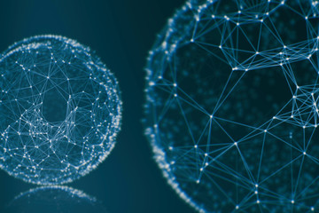 Abstract sphere geometry orb and polygonal lines and dots. Futuristic Technology (super high resolution)