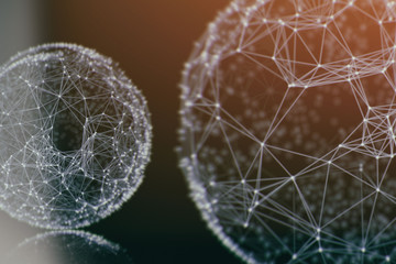 Abstract sphere geometry orb and polygonal lines and dots. Futuristic Technology (super high resolution)