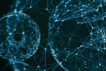 Abstract sphere geometry orb and polygonal lines and dots. Futuristic Technology (super high resolution)