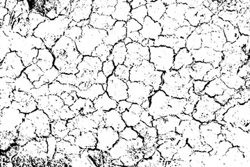 Distressed overlay texture of rough surface, dry soil, cracked ground. Grunge background. One color graphic resource.