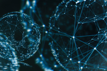 Abstract sphere geometry orb and polygonal lines and dots. Futuristic Technology (super high resolution)