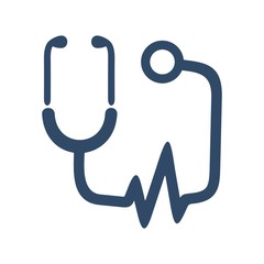 Stethoscope icon. Measuring heartbeat, pulse sign. Medical equipment. Creative flat design for health care concept.