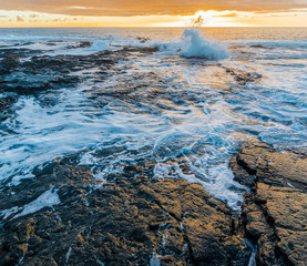 Sunset at Pele's Well on The Kona Coast Of The Big Island of Hawaii, Hawaii, USA