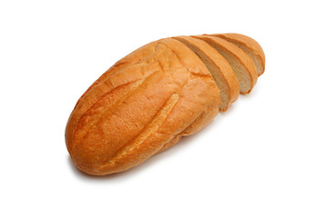 sliced loaf on a white background
