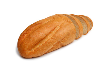 sliced loaf on a white background