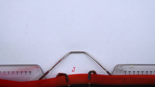 Jurisdictional affidavit - phrase printed on an old typewriter in red letters, close up. vintage inscription