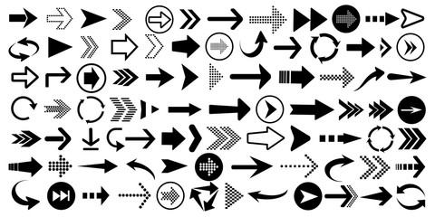 Arrows big black set icons. Arrow vector collection