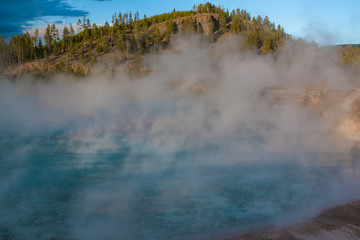 Steam Rising Over Excelsior Geyser, Midway Geyser Basin, Yellowstone National Park, Wyoming, USA