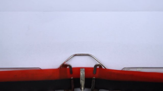 Affidavit of notice - phrase printed on an old typewriter in red letters, close up. vintage inscription