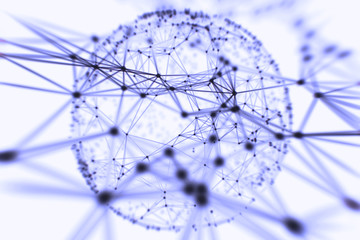 Abstract sphere geometry orb and polygonal lines and dots. Futuristic Technology (super high resolution)