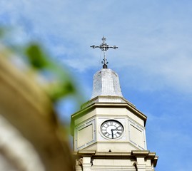 church clock tower in the city