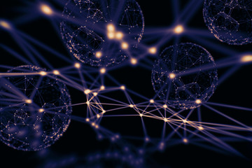 Abstract sphere geometry orb and polygonal lines and dots. Futuristic Technology (super high resolution)