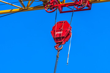 Close-up of an industrial crane for construction
