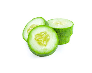 Fresh slice cucumber isolated on white background