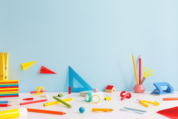 Creative desk. Back to school concept.