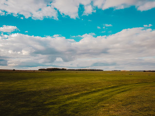 Stonehenge an ancient prehistoric stone monument near Salisbury with dramatic sky, Wiltshire, UK. in England