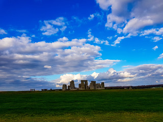 Stonehenge an ancient prehistoric stone monument near Salisbury with dramatic sky, Wiltshire, UK....