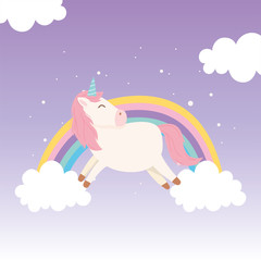 unicorn rainbow clouds mythology magical fantasy cartoon cute animal