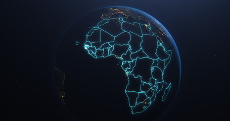 Africa countries outline map from space, globe planet earth from space, elements of this image courtesy of NASA