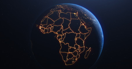 Africa countries outline map from space, globe planet earth from space, elements of this image courtesy of NASA