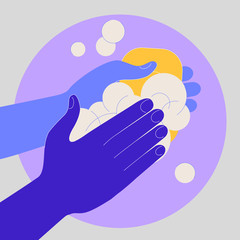 Coronavirus around the world. COVID-19. Concept of coronavirus prevention, wash hands with soap
