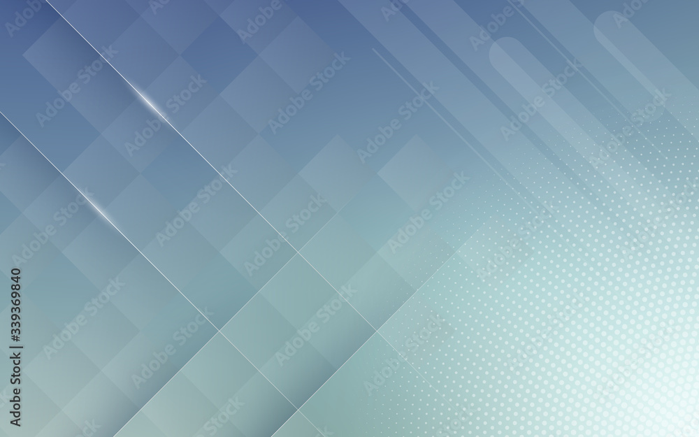 Wall mural modern abstract background with square and halftone elements and colored pastel green gradient with 