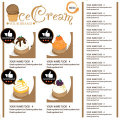 Fototapeta na wymiar menu template Ice cream dessert restaurant brand design