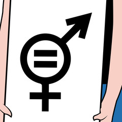 T-shirt with gender equality logo on white background