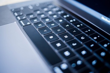 closeup of an apple MacBook laptop keyboard