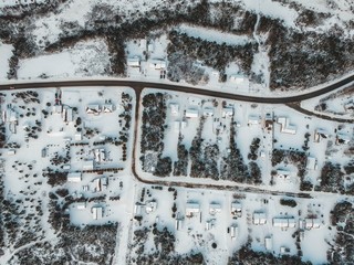 winter in the town aerial