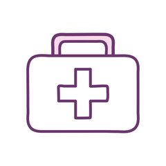 Medical kit with cross line style icon vector design