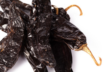 Pasilia Chilli cayenne dry Mexico hot pepper pod in white