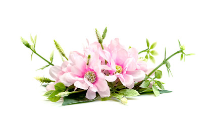 pink bouquet flowers isolated on white background