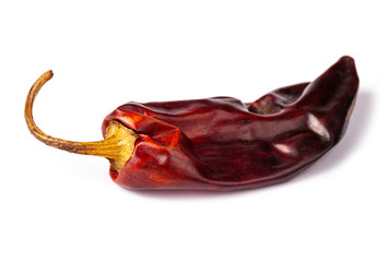 Guajillo Chilli cayenne dry Mexico hot pepper pod in white