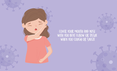 covid 19 pandemic prevention, cover mouth with cough or sneeze