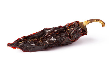 Chipotle Chilli dry Mexico hot pepper pod in white