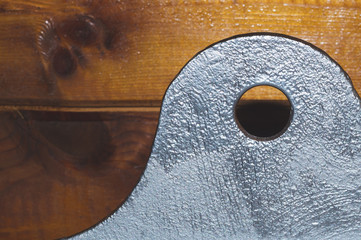 Stove damper. steel plate shutter for regulation of air circulation from stove to the chimney